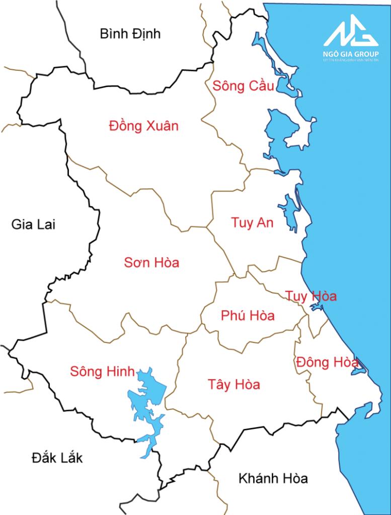 Bản đồ thể hiện vị trí Phú Yên gần tỉnh nào?