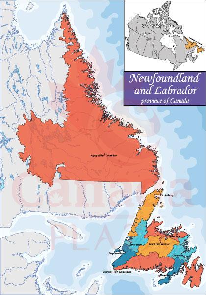 Bản đồ Newfoundland and Labrador